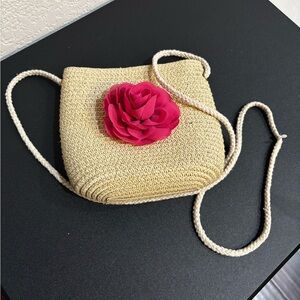 Crossbody Bag with Pink Floral Accent